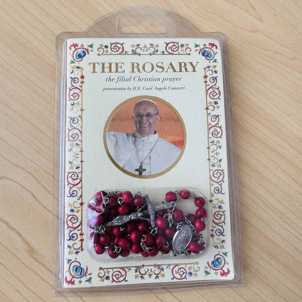 NEW SAINT ST. FRANCIS OF ASSISI Wooden Beads ROSARY Made In Italy Prayer‎ Gift